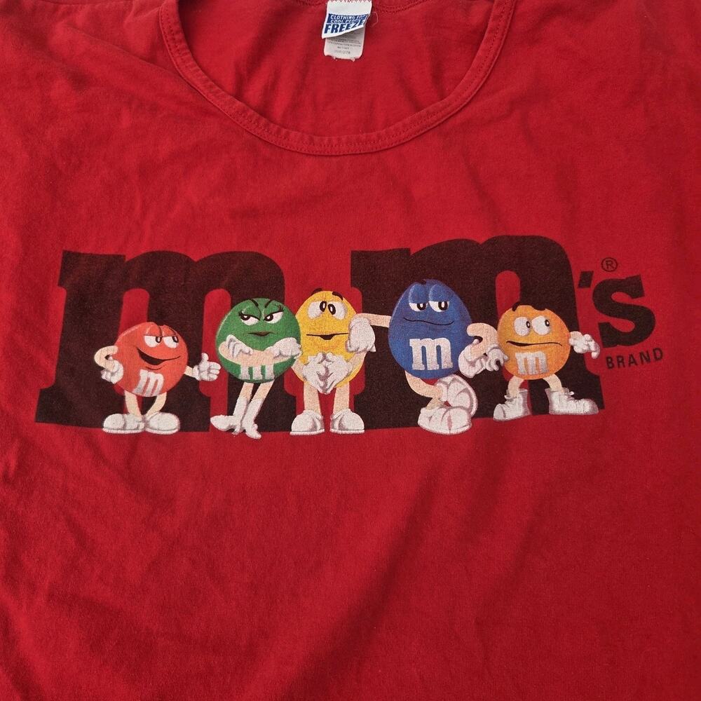 Vtg M&Ms Freeze Characters Womens 25W Red Shirt Officially Licensed Spellout